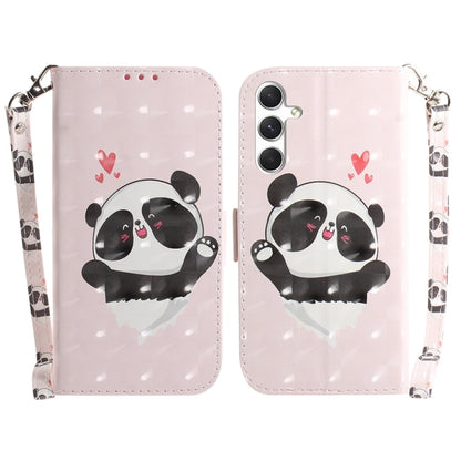 For Samsung Galaxy S25 5G 3D Colored Horizontal Flip Leather Phone Case(Heart Panda) - Galaxy S25 5G Cases by buy2fix | Online Shopping UK | buy2fix