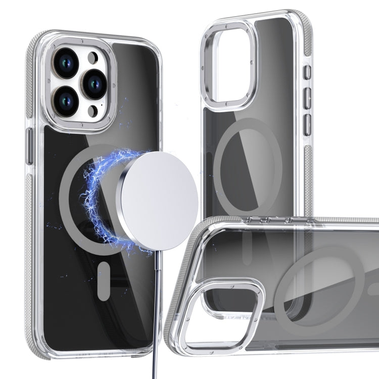 For iPhone 14 Pro Magsafe Dual-Color Transparent Black Full Coverage Phone Case(Gray) - iPhone 14 Pro Cases by buy2fix | Online Shopping UK | buy2fix