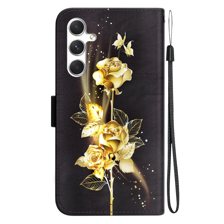 For Samsung Galaxy S25+ 5G Crystal Texture Colored Drawing Leather Phone Case(Gold Butterfly Rose) - Galaxy S25+ 5G Cases by buy2fix | Online Shopping UK | buy2fix