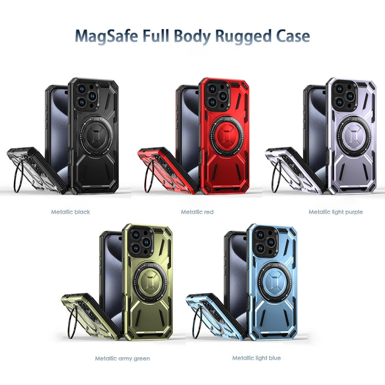 For iPhone 16 Plus Armor II Series MagSafe Magnetic Holder Phone Case(Red) - iPhone 16 Plus Cases by buy2fix | Online Shopping UK | buy2fix