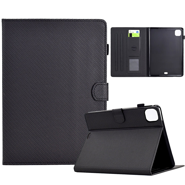 For iPad Air 11 2024 Solid Color Fiber Texture Smart Tablet Leather Case(Black) - iPad Air 11 2024 Cases by buy2fix | Online Shopping UK | buy2fix