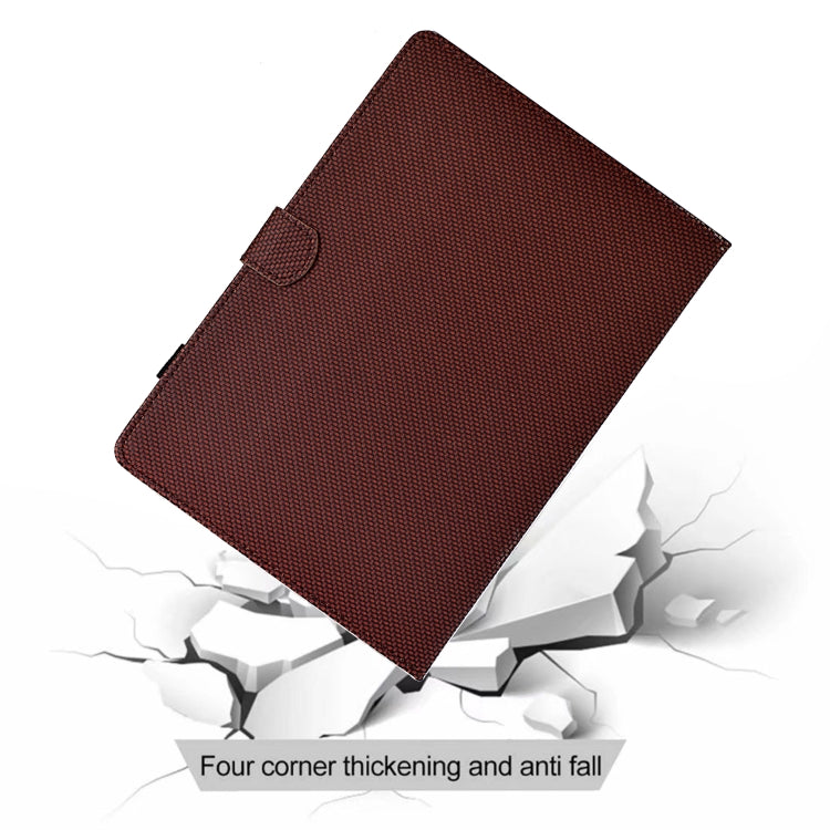 For Samsung Galaxy Tab S9 / S9 FE Solid Color Fiber Texture Smart Tablet Leather Case(Brown) - Galaxy Tab S9 Cases by buy2fix | Online Shopping UK | buy2fix