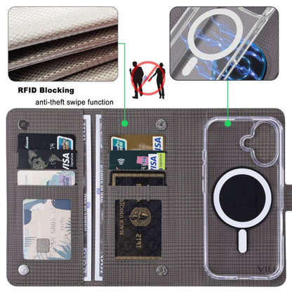 For iPhone 16 Plus ViLi GHA-C Series RFID MagSafe Magnetic Flip Leather Phone Case(Grey) - iPhone 16 Plus Cases by ViLi | Online Shopping UK | buy2fix