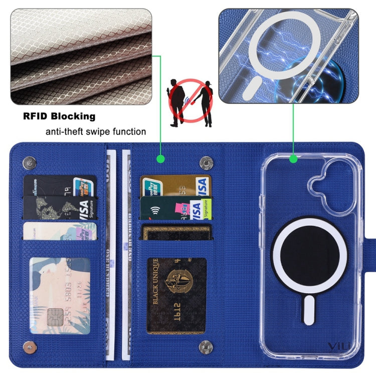 For iPhone 15 Pro Max ViLi GHA-C Series RFID MagSafe Magnetic Flip Leather Phone Case(Blue) - iPhone 15 Pro Max Cases by ViLi | Online Shopping UK | buy2fix