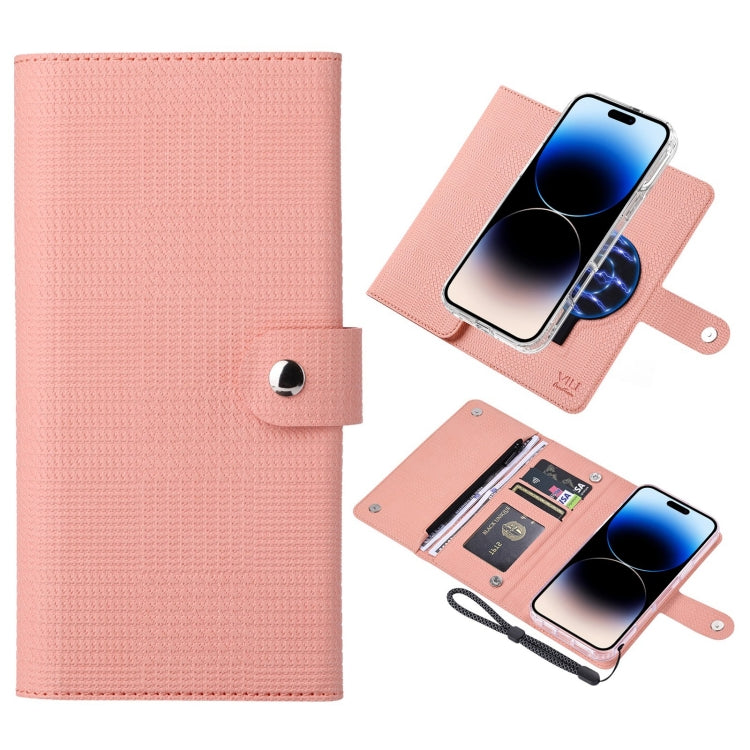 For iPhone 14 Pro ViLi GHB-C Series RFID MagSafe Magnetic Flip Leather Phone Case(Pink) - iPhone 14 Pro Cases by ViLi | Online Shopping UK | buy2fix