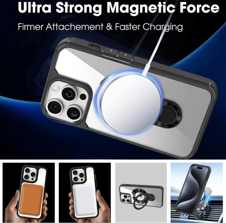 For iPhone 12 Pro Max MagSafe Acrylic Hybrid TPU Phone Case with Holder(Black) - iPhone 12 Pro Max Cases by buy2fix | Online Shopping UK | buy2fix