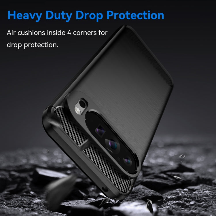 For Google Pixel 9 Pro XL Brushed Texture Carbon Fiber TPU Phone Case(Black) - Google Cases by buy2fix | Online Shopping UK | buy2fix