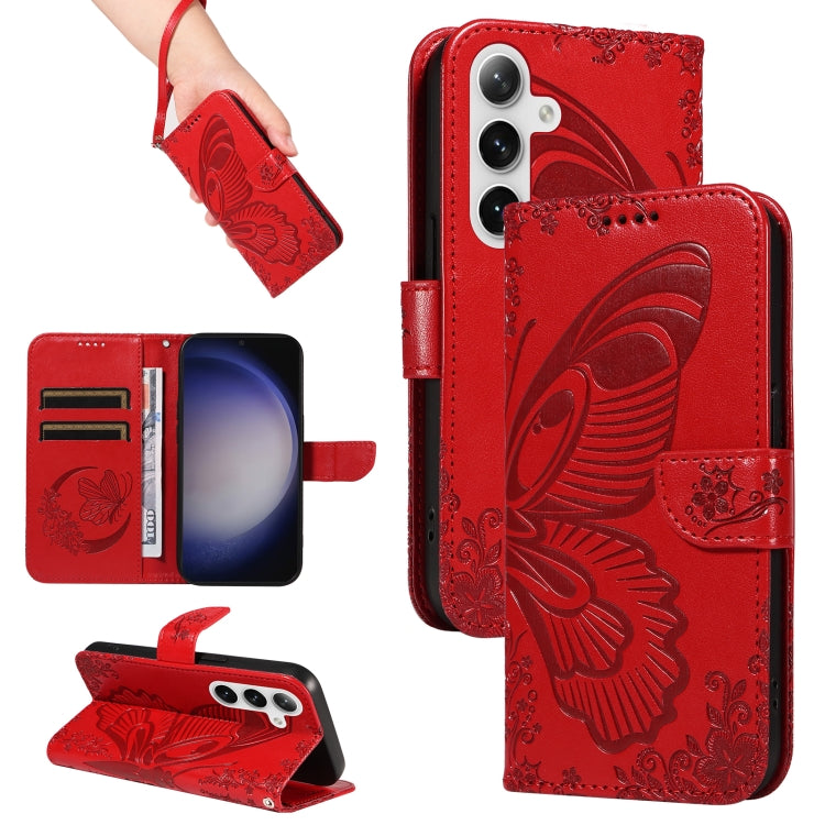 For Samsung Galaxy S25+ / S24+ 5G Swallowtail Butterfly Embossed Leather Phone Case(Red) - Galaxy S25+ 5G Cases by buy2fix | Online Shopping UK | buy2fix