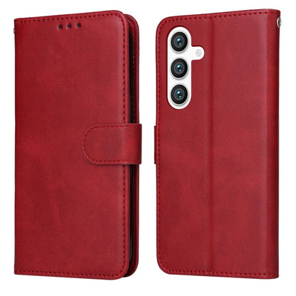 For Samsung Galaxy S25+ 5G Classic Calf Texture Flip Leather Phone Case(Red) - Galaxy S25+ 5G Cases by buy2fix | Online Shopping UK | buy2fix