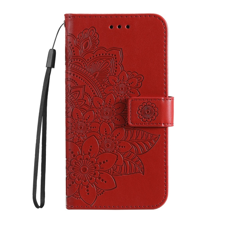 For Samsung Galaxy S25+ 5G Seven-petal Flowers Embossing Leather Phone Case(Red) - Galaxy S25+ 5G Cases by buy2fix | Online Shopping UK | buy2fix