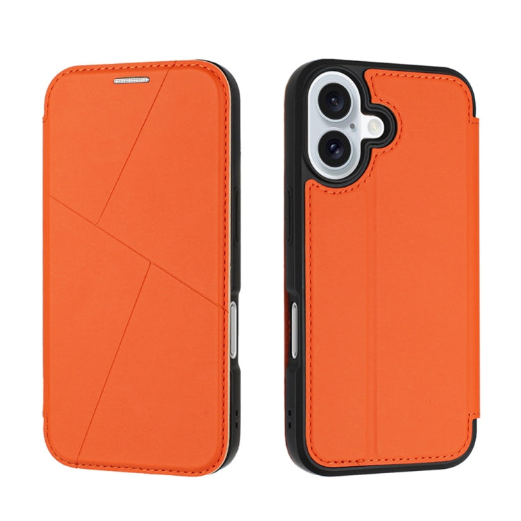 For iPhone 16 Magnetic Armor Series RFID Card Slots Leather Phone Case(Orange) - iPhone 16 Cases by buy2fix | Online Shopping UK | buy2fix