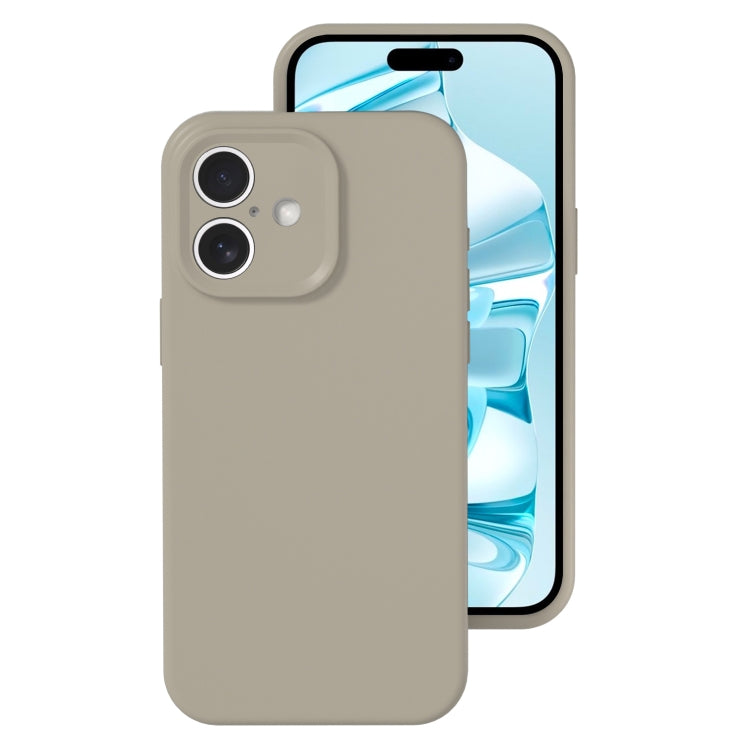 For iPhone 16 Plus Precise Hole Liquid Silicone Jelly Color Full Coverage Phone Case(Rock Gray) - iPhone 16 Plus Cases by buy2fix | Online Shopping UK | buy2fix