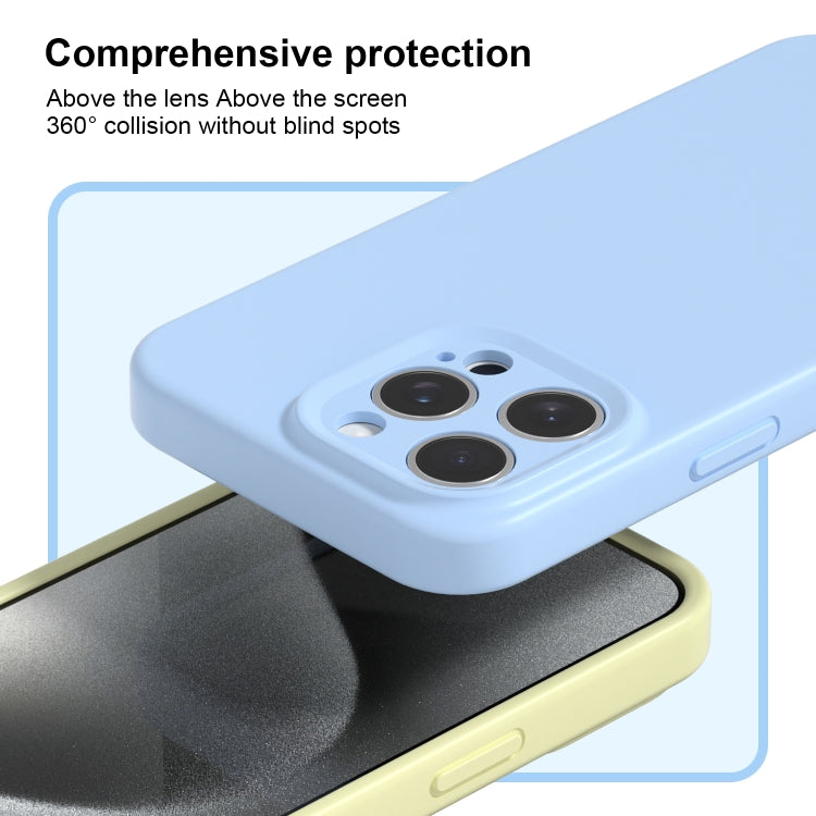 For iPhone 16 Pro Max Precise Hole Liquid Silicone Jelly Color Full Coverage Phone Case(Haze Blue) - iPhone 16 Pro Max Cases by buy2fix | Online Shopping UK | buy2fix