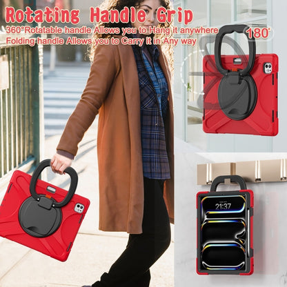 For iPad Pro 13 2024 Silicone Hybrid PC Tablet Case with Holder & Shoulder Strap(Red) - iPad Pro 13 2024 Cases by buy2fix | Online Shopping UK | buy2fix