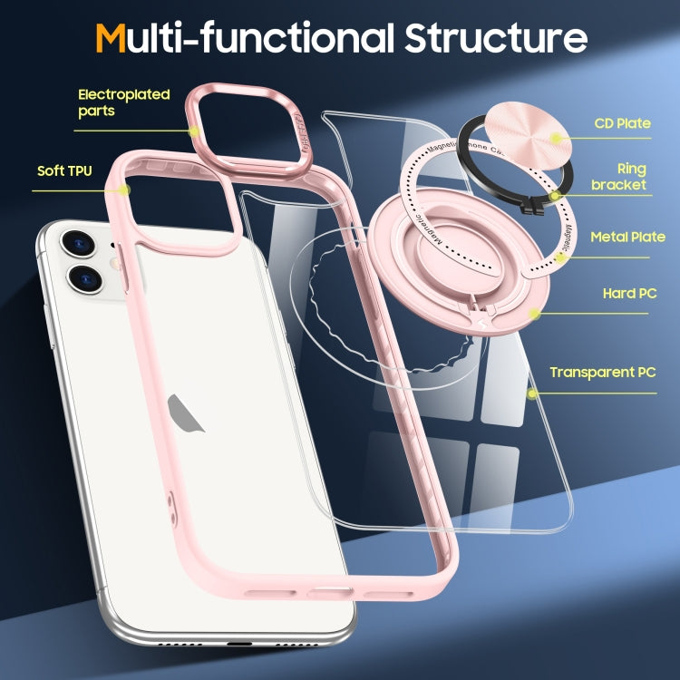 For iPhone 16 Magnetic Rotating Ring Holder Phone Case(Pink) - iPhone 16 Cases by buy2fix | Online Shopping UK | buy2fix