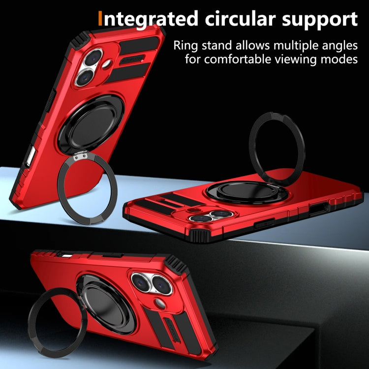 For iPhone 16 Rotating Magnetic Holder Phone Case(Red) - iPhone 16 Cases by buy2fix | Online Shopping UK | buy2fix