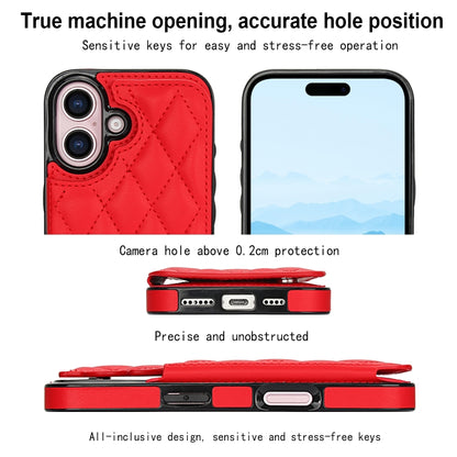 For iPhone 16 Double Buckle Rhombic PU Leather Phone Case(Red) - iPhone 16 Cases by buy2fix | Online Shopping UK | buy2fix