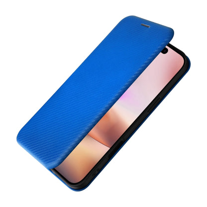 For iPhone 16 Plus Carbon Fiber Texture Flip Leather Phone Case(Blue) - iPhone 16 Plus Cases by buy2fix | Online Shopping UK | buy2fix