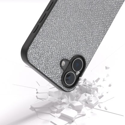 For iPhone 16 Diamond Black Frame Phone Case(Jewel Silver) - iPhone 16 Cases by buy2fix | Online Shopping UK | buy2fix