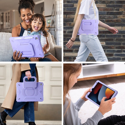 For iPad 10.2 2021 / 2020 / 2019 Legend Grip Holder Silicone Hybrid PC Tablet Case with Strap(Purple) - iPad 10.2 Cases by buy2fix | Online Shopping UK | buy2fix