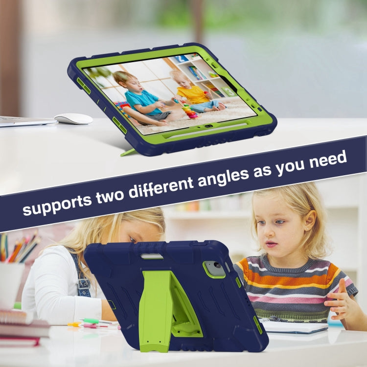 For iPad Air 11 2024 3-Layer Silicone Hybrid PC Tablet Case(Navy Blue Lime) - iPad Air 11 2024 Cases by buy2fix | Online Shopping UK | buy2fix