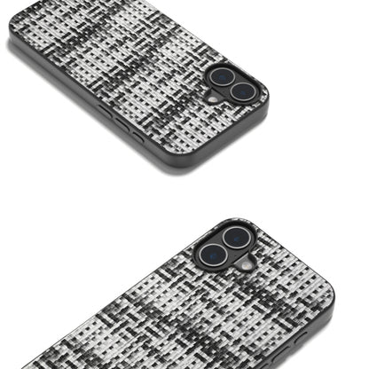 For iPhone 16 Black Frame Color Lattice Texture PU Phone Case(Black) - iPhone 16 Cases by buy2fix | Online Shopping UK | buy2fix