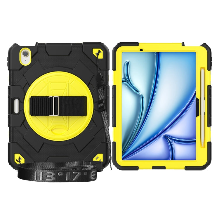 For iPad Air 11 2024 Spider Hand Grip Turntable Stand Tablet Case(Black Yellow) - iPad Air 11 2024 Cases by buy2fix | Online Shopping UK | buy2fix