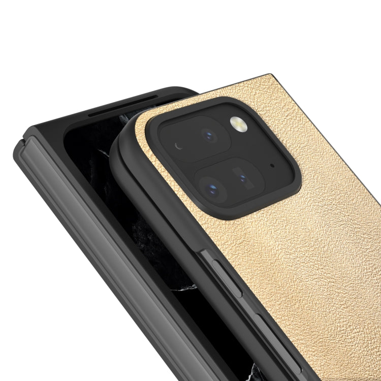 For Google Pixel 9 Pro Fold PU Leather Black Frame Full Coverage Phone Case(Gold) - Google Cases by buy2fix | Online Shopping UK | buy2fix