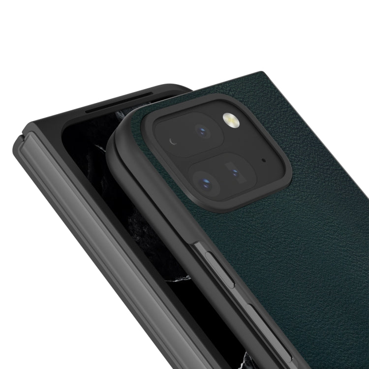 For Google Pixel 9 Pro Fold PU Leather Black Frame Full Coverage Phone Case(Green) - Google Cases by buy2fix | Online Shopping UK | buy2fix