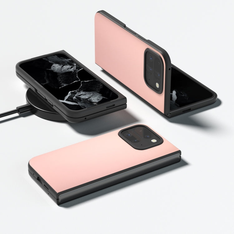 For Google Pixel 9 Pro Fold PU Leather Black Frame Full Coverage Phone Case(Light Pink) - Google Cases by buy2fix | Online Shopping UK | buy2fix