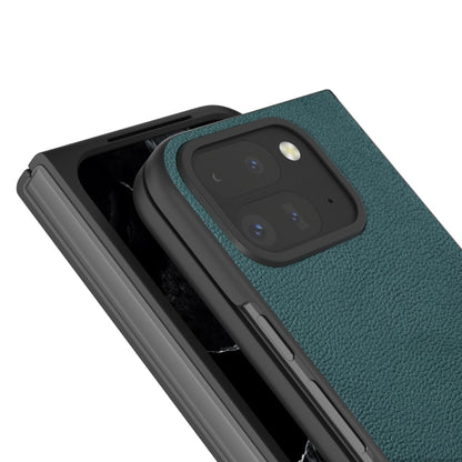 For Google Pixel 9 Pro Fold ABEEL Genuine Leather Luolai Series Phone Case(Dark Green) - Google Cases by buy2fix | Online Shopping UK | buy2fix