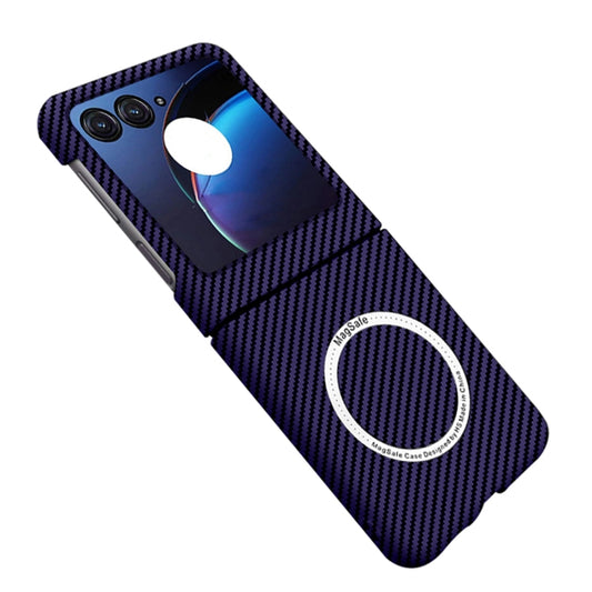 For Motorola Razr 50 Ultra Carbon Fiber Texture MagSafe Magnetic Phone Case(Purple) - Motorola Cases by buy2fix | Online Shopping UK | buy2fix