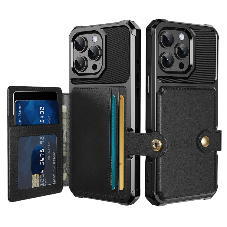 For iPhone 16 Pro Max Magnetic Wallet Card Bag Leather Phone Case(Black) - iPhone 16 Pro Max Cases by buy2fix | Online Shopping UK | buy2fix