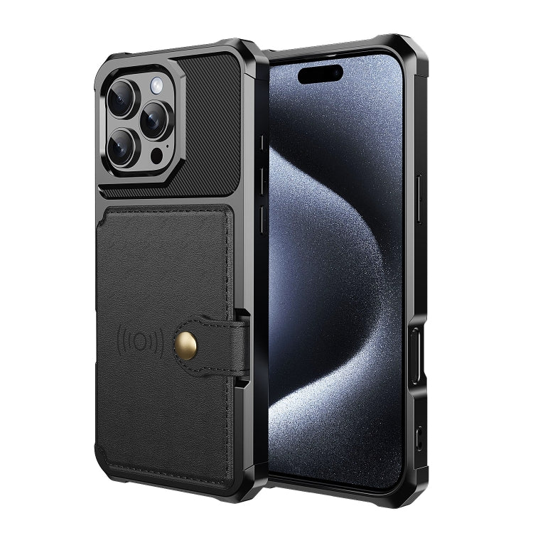 For iPhone 16 Pro Max Magnetic Wallet Card Bag Leather Phone Case(Black) - iPhone 16 Pro Max Cases by buy2fix | Online Shopping UK | buy2fix