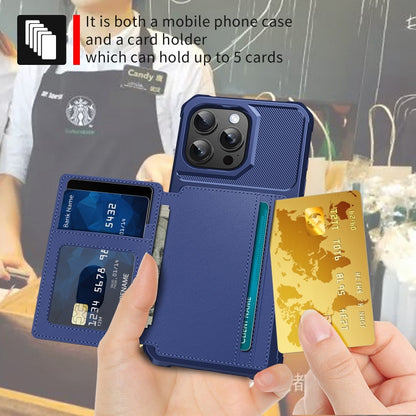 For iPhone 16 Pro Magnetic Wallet Card Bag Leather Phone Case(Blue) - iPhone 16 Pro Cases by buy2fix | Online Shopping UK | buy2fix