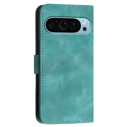 For Google Pixel 9 Pro XL YX0080 Grid Butterfly Embossed Pattern Flip Leather Phone Case with Lanyard(Light Blue) - Google Cases by buy2fix | Online Shopping UK | buy2fix