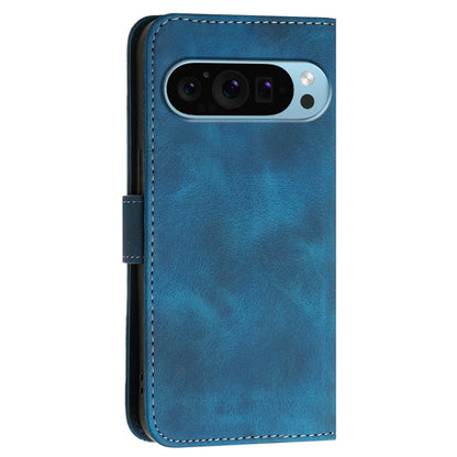 For Google Pixel 9 / 9 Pro YX0080 Grid Butterfly Embossed Pattern Flip Leather Phone Case with Lanyard(Dark Blue) - Google Cases by buy2fix | Online Shopping UK | buy2fix