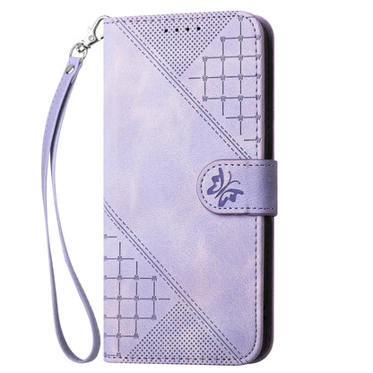 For Motorola Moto G Play 4G 2024 YX0080 Grid Butterfly Embossed Pattern Flip Leather Phone Case with Lanyard(Light Purple) - Motorola Cases by buy2fix | Online Shopping UK | buy2fix