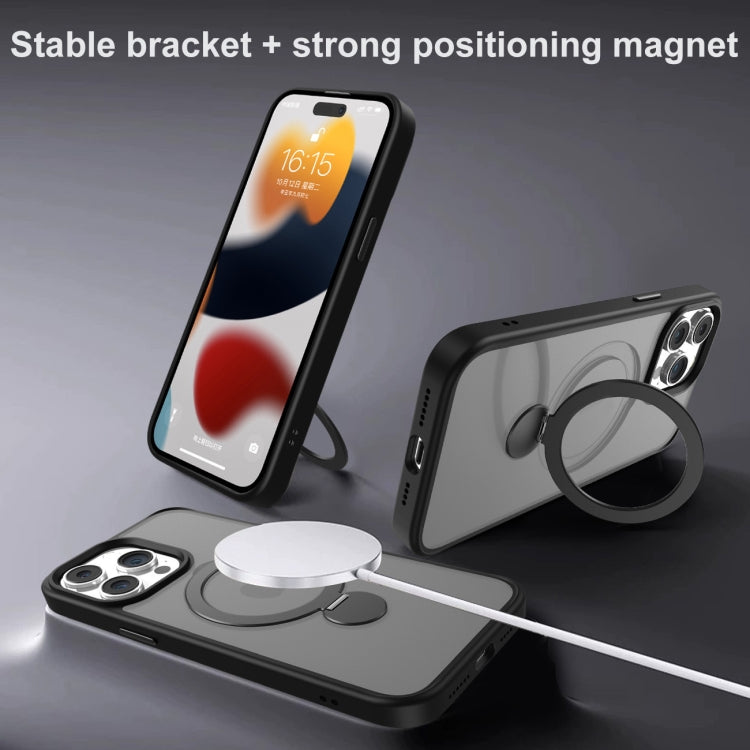 For iPhone 15 Pro 360 Degree Rotating MagSafe Magnetic Bracket Frosted Phone Case(Orange) - iPhone 15 Pro Cases by buy2fix | Online Shopping UK | buy2fix