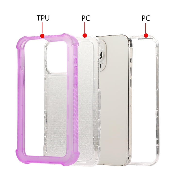 For iPhone 16 Transparent Matte TPU Hybrid PC 3-in-1 Phone Case(Blue) - iPhone 16 Cases by buy2fix | Online Shopping UK | buy2fix