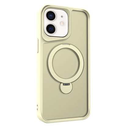 For iPhone 12 / 12 Pro Invisible Fulcrum Holder MagSafe Phone Case(Beige) - iPhone 12 / 12 Pro Cases by buy2fix | Online Shopping UK | buy2fix