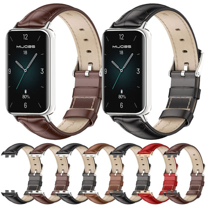 For Honor Band 9 MIJOBS Cowhide Leather Watch Band(Brown Silver) - Watch Bands by MIJOBS | Online Shopping UK | buy2fix