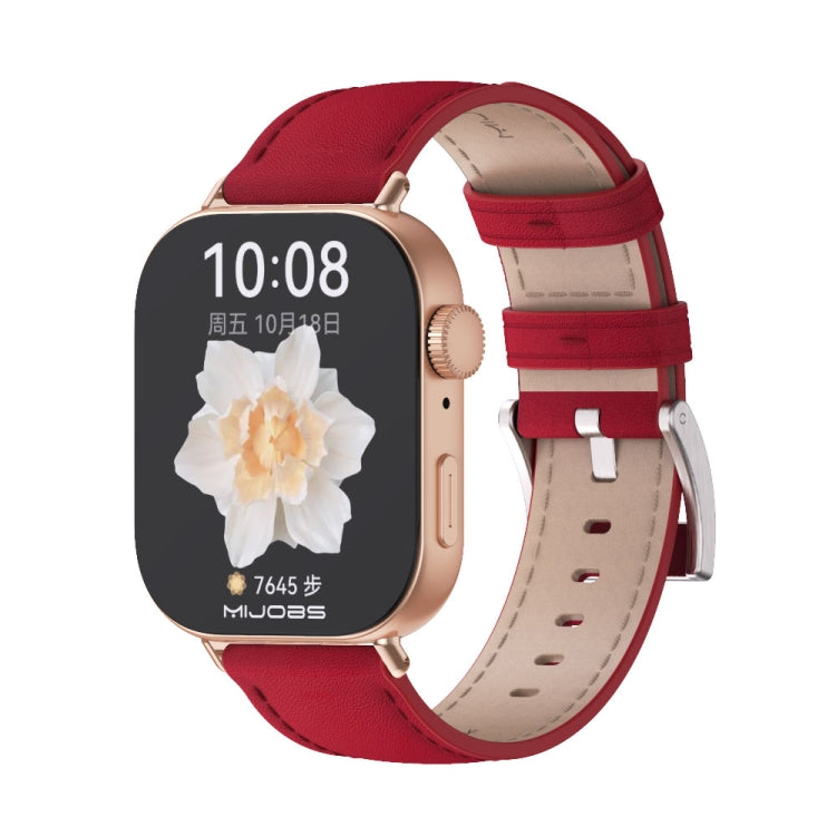 For Huawei Watch Fit3 MIJOBS Genuine Leather Watch Band(Red Rose Gold) - Watch Bands by MIJOBS | Online Shopping UK | buy2fix