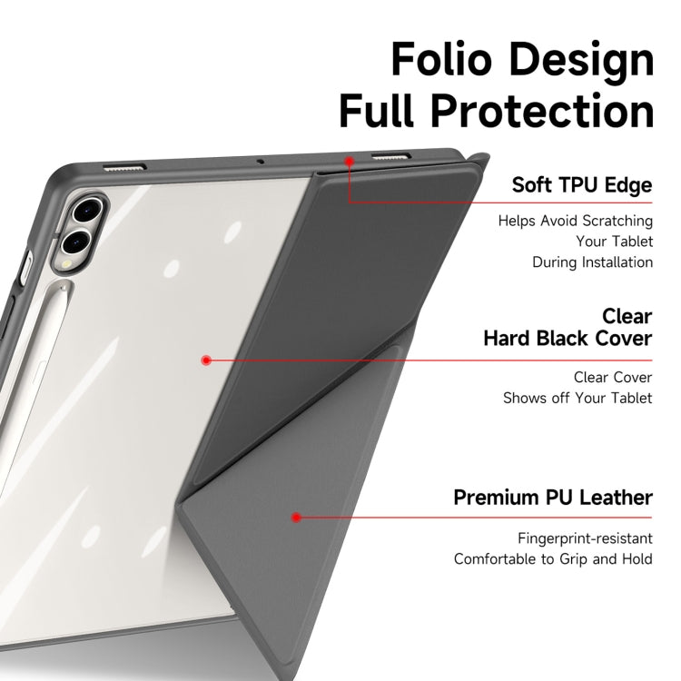 For Samsung Galaxy Tab S9+ / S9 FE+ DUX DUCIS Magi Series Smart Leather Tablet Case(Grey) - Galaxy Tab S9+ Cases by DUX DUCIS | Online Shopping UK | buy2fix