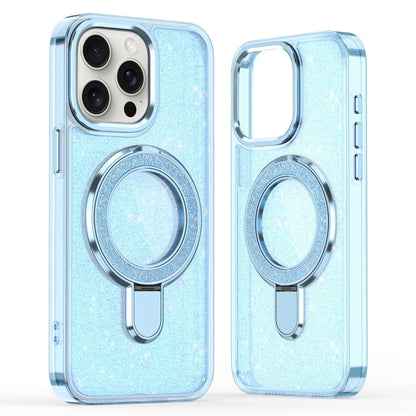 For iPhone 16 Pro Glitter Ring Holder MagSafe Phone Case(Blue) - iPhone 16 Pro Cases by buy2fix | Online Shopping UK | buy2fix