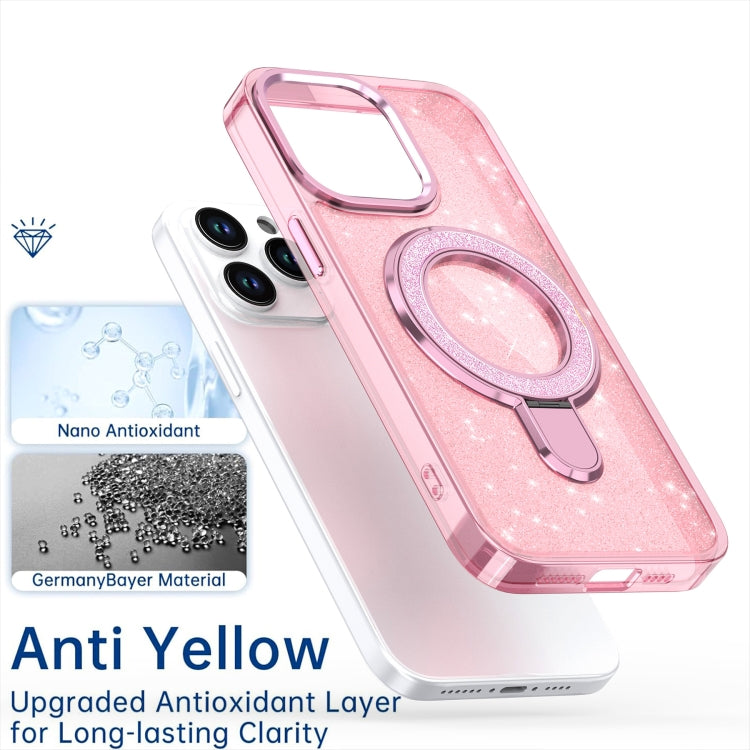 For iPhone 16 Pro Glitter Ring Holder MagSafe Phone Case(White) - iPhone 16 Pro Cases by buy2fix | Online Shopping UK | buy2fix