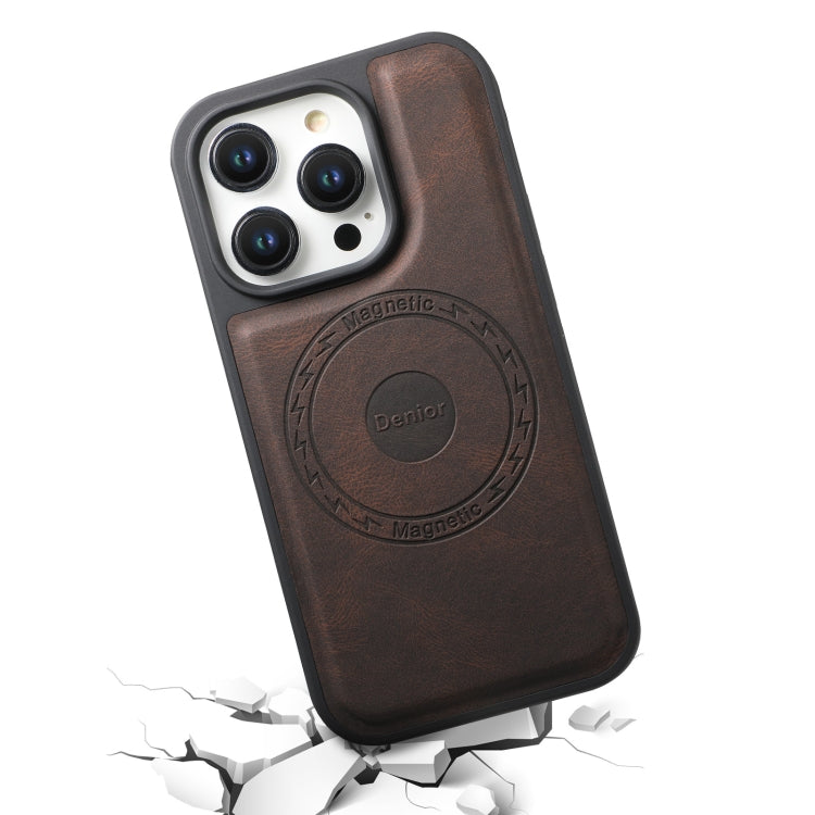 For iPhone 14 Pro Max Denior A13 Skin Feel MagSafe Phone Case(Brown) - iPhone 14 Pro Max Cases by Denior | Online Shopping UK | buy2fix