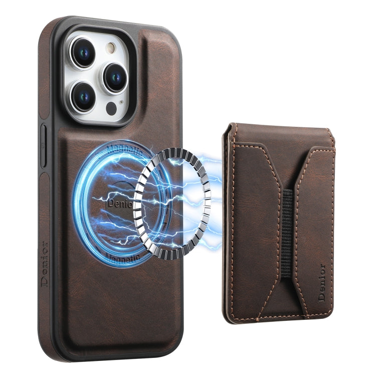 For iPhone 12 Pro Max Denior D17 Skin Feel MagSafe Detachable Card Slot Phone Case(Brown) - iPhone 12 Pro Max Cases by Denior | Online Shopping UK | buy2fix