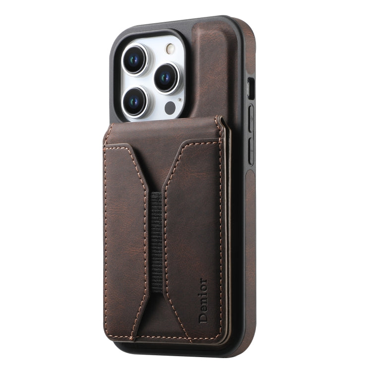 For iPhone 15 Pro Denior D17 Skin Feel MagSafe Detachable Card Slot Phone Case(Brown) - iPhone 15 Pro Cases by Denior | Online Shopping UK | buy2fix