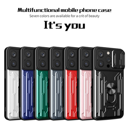 For iPhone 16 Pro Sliding Camshield TPU+PC Phone Case with Card Slot(White) - iPhone 16 Pro Cases by buy2fix | Online Shopping UK | buy2fix